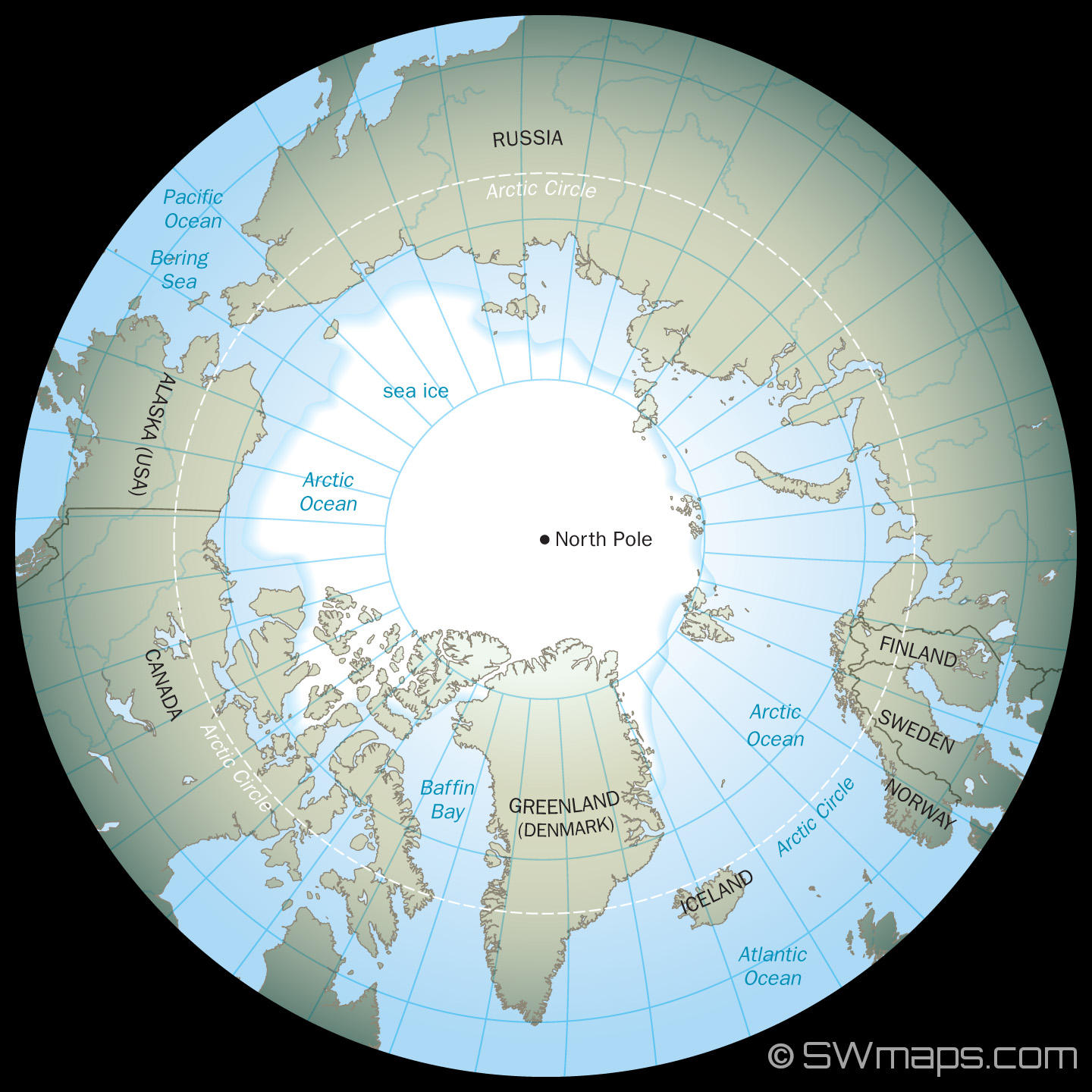 Arctic North Pole Map 