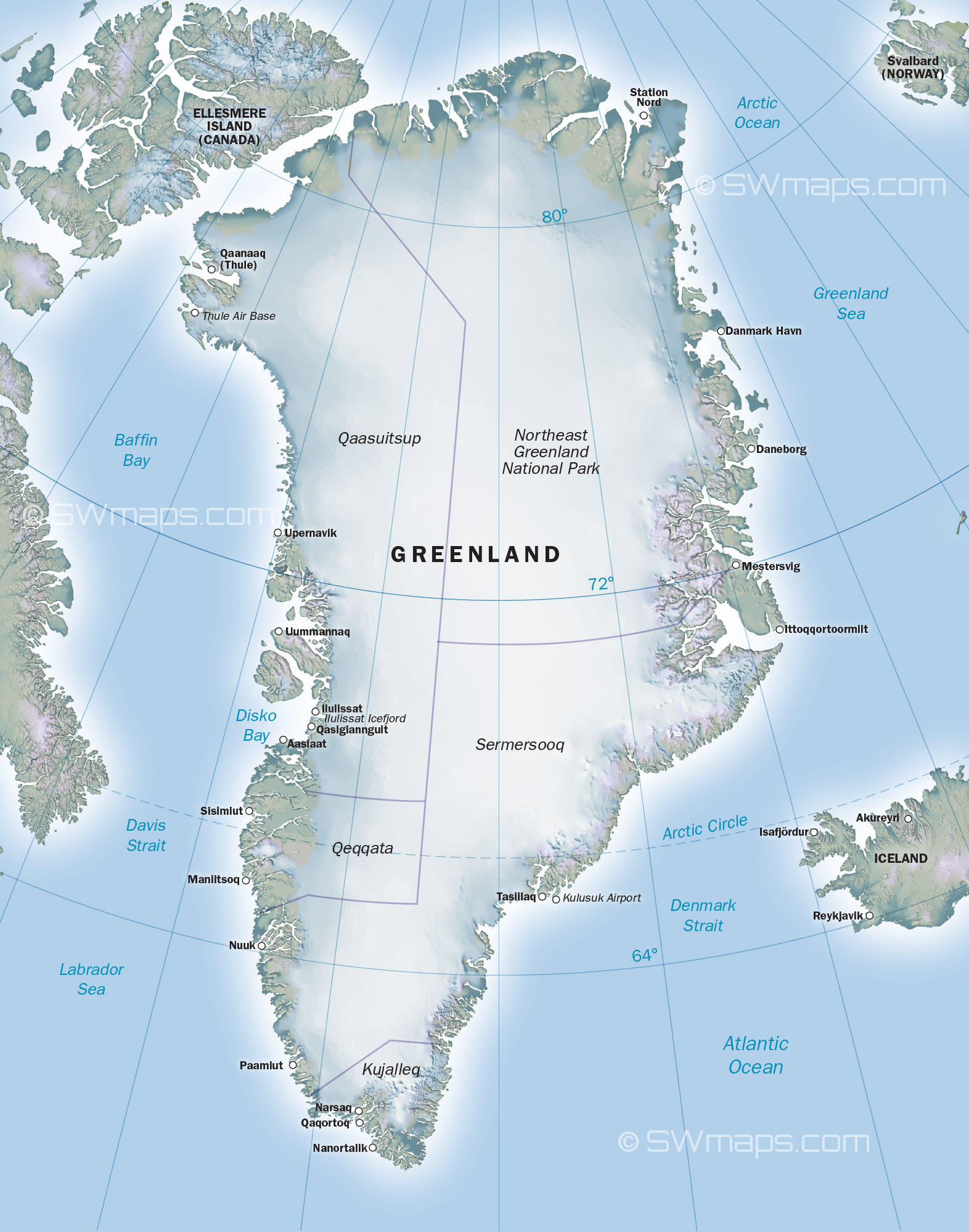 Greenland Map World Atlas 